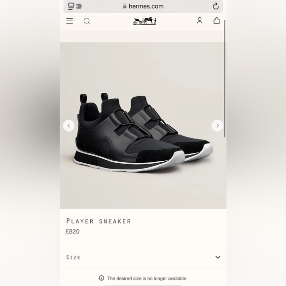 HERMES PLAYER SNEAKER Authentic Black Leather Slip On Soft Unisex 40 L 10 M 8 - Picture 15 of 16